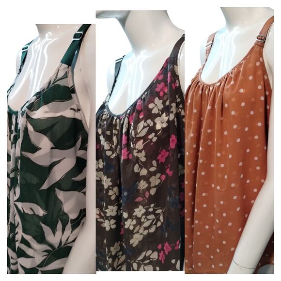 Lane Bryant Bundle of 3 Women's size 16 Flowy Summer Fresh Boho Chiffon Tops - Picture 2 of 11